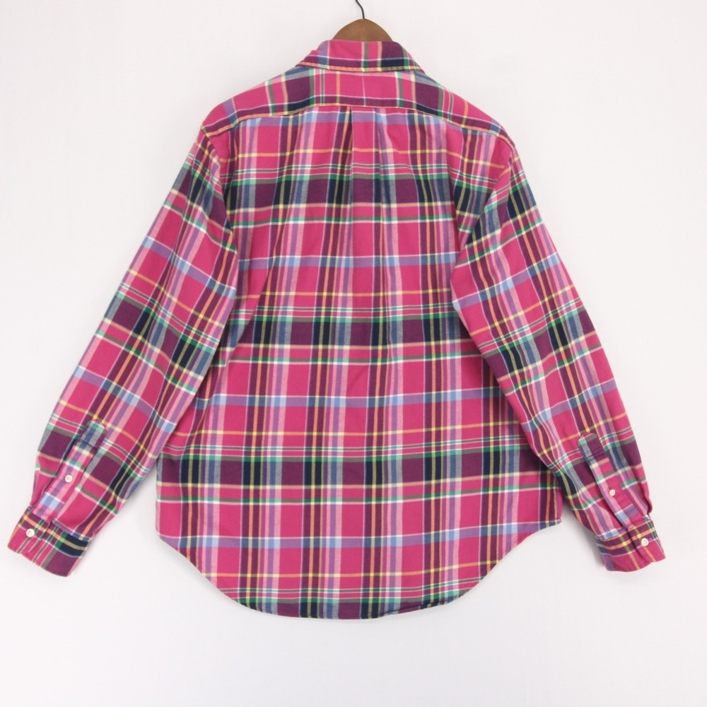 Ralph Lauren Flannel Shirt Mens L Pink Plaid Classic Fit Long Sleeve Button Down - Picture 2 of 9